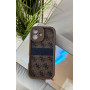 Брендовий протиударний коричневий чохол GUESS на iPhone 16 